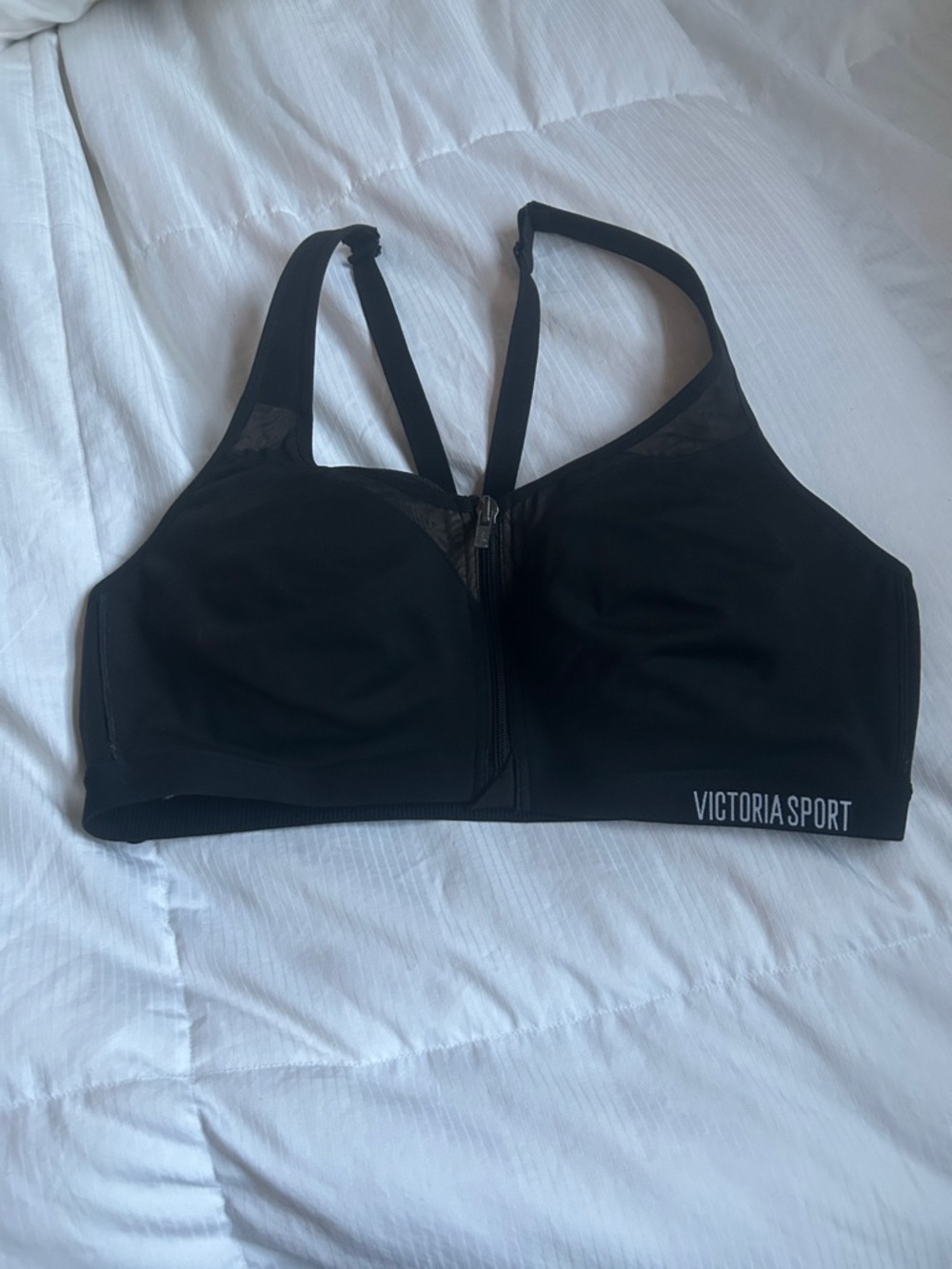 Black Front-Zip High-Impact Sports Bra